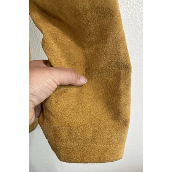VINTAGE Leather Men’s Size L Tan Suede Jacket Boxy Zip Up 90’s Western Classic - Picture 8 of 15